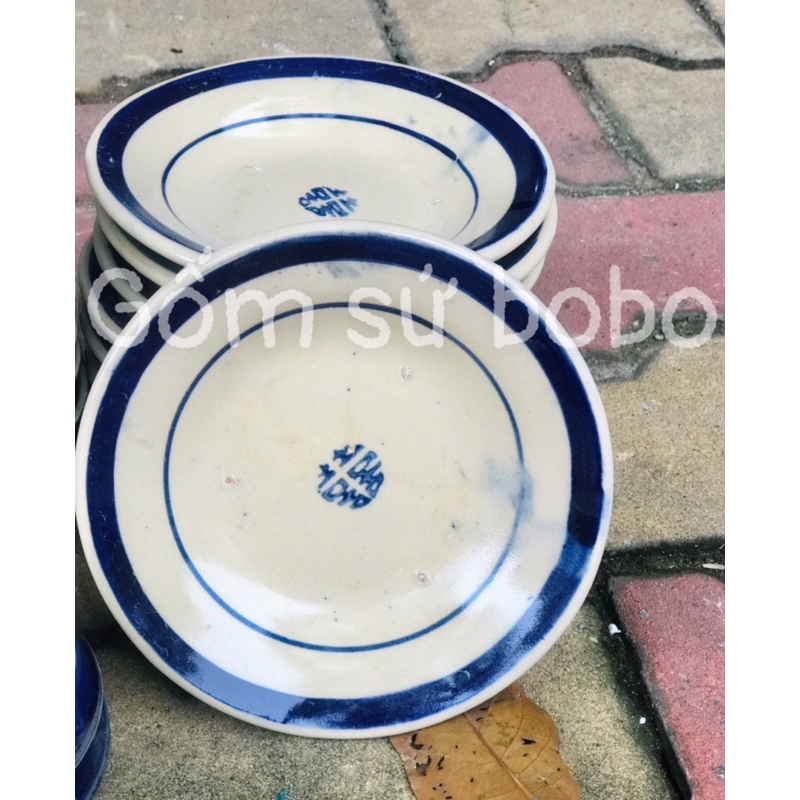 Chén cơm + dĩa lót chỉ xanh hàng mộc thường