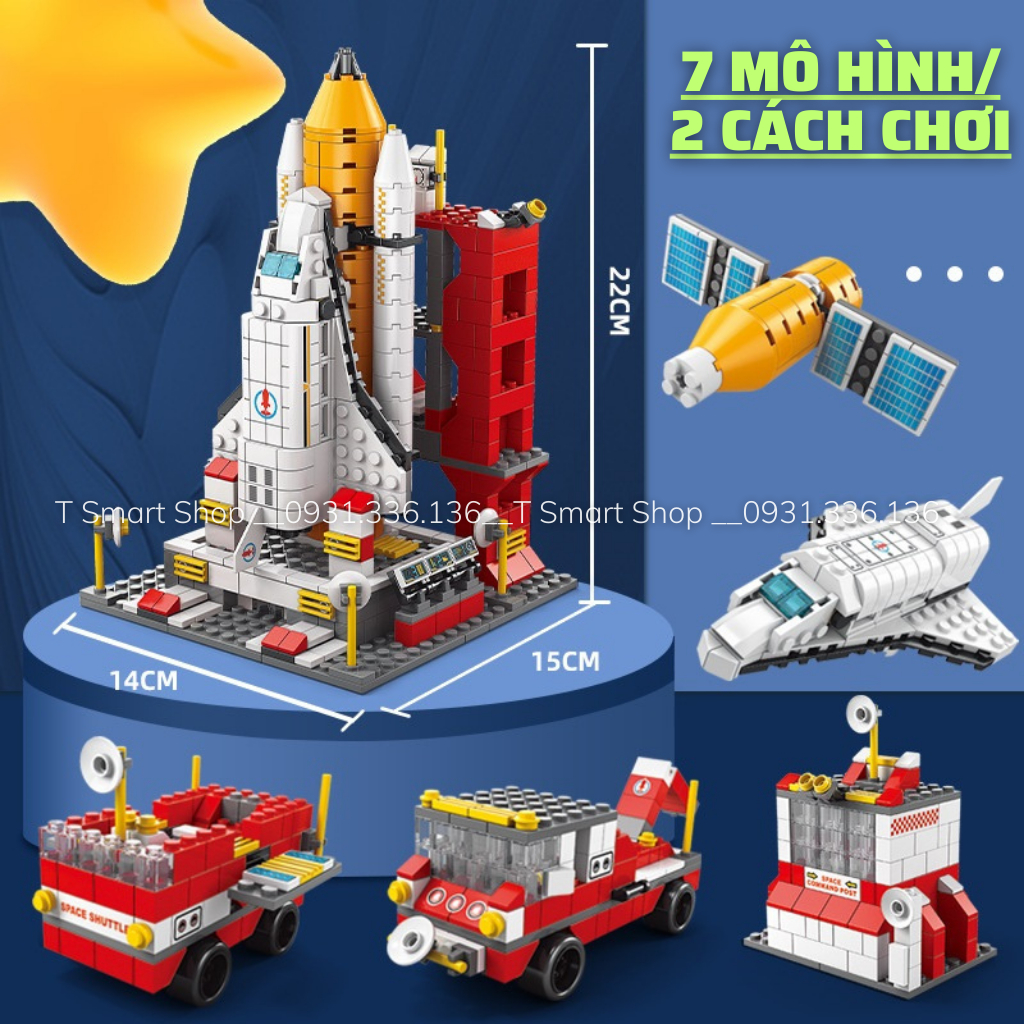 Bộ đồ chơi xếp hình tàu vũ trụ, lắp ráp mô hình tên lửa, tàu con thoi, xe tăng, máy bay - Đồ chơi thông minh cho bé trai