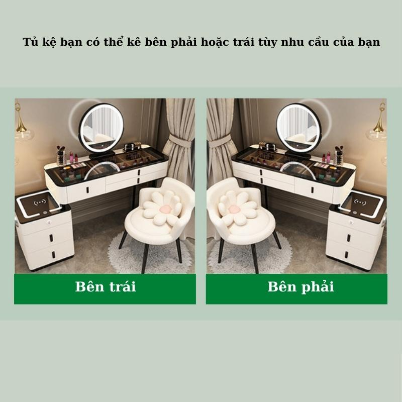 Bàn trang điểm gỗ mẫu mới 2023 có gương LED, Loa bluetooth và sạc thông minh, Bàn trang điêm đẹp nhập khẩu BTD036
