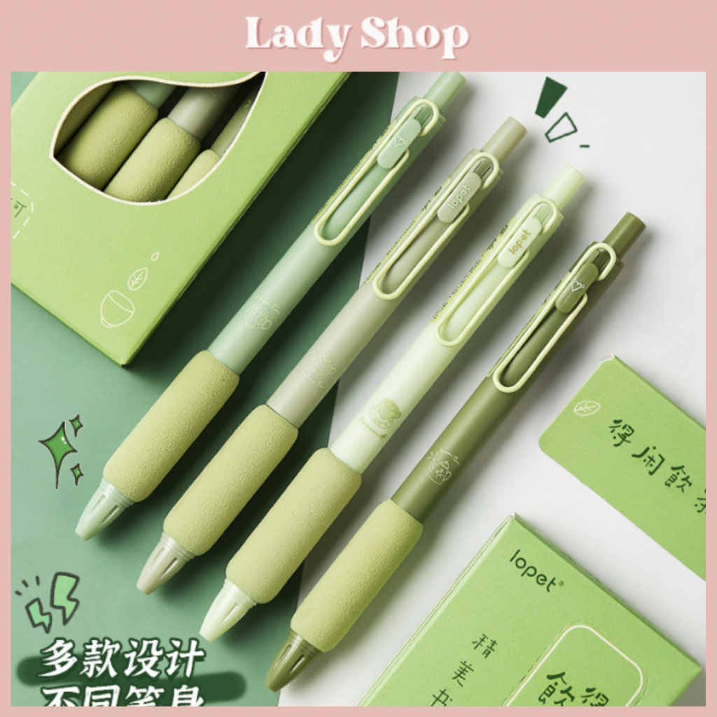 Set 4 Bút Bi Mực Gel 0.5mm Matcha Cà Phê Cực Xinh