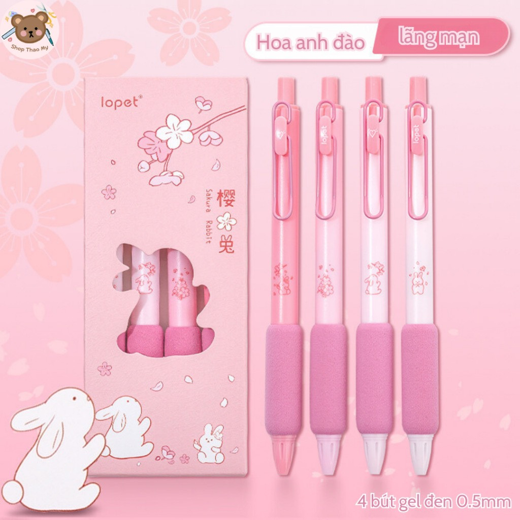 Set 4 Bút Bi Mực Gel 0.5mm Matcha Cà Phê Cực Xinh