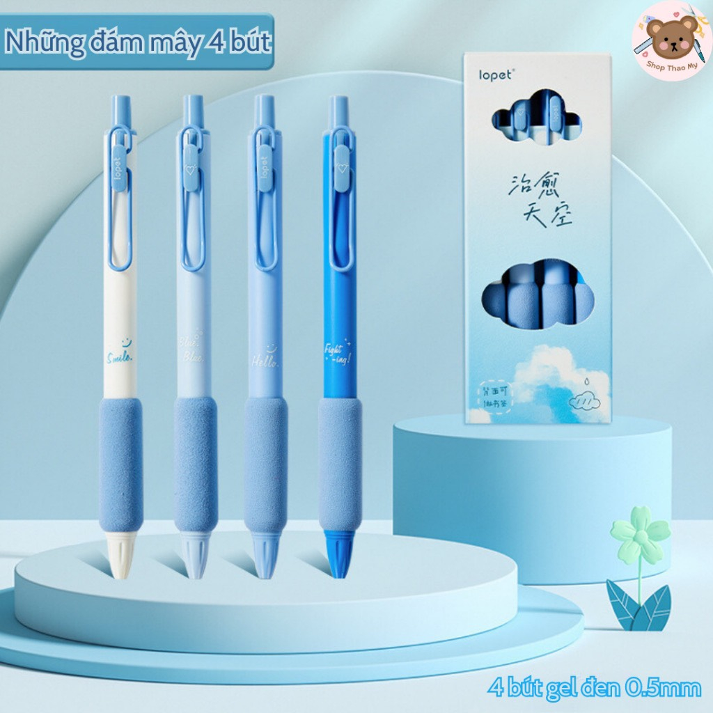 Set 4 Bút Bi Mực Gel 0.5mm Matcha Cà Phê Cực Xinh