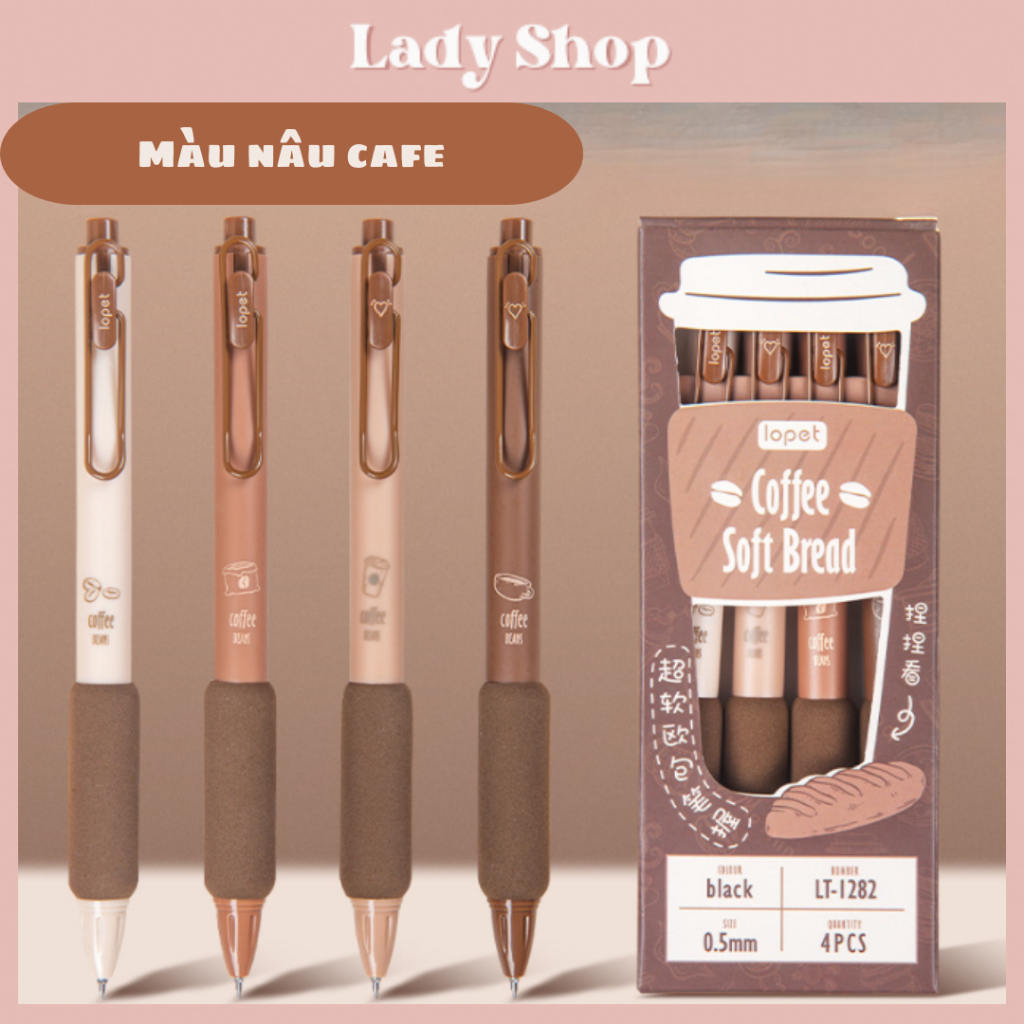 Set 4 Bút Bi Mực Gel 0.5mm Matcha Cà Phê Cực Xinh