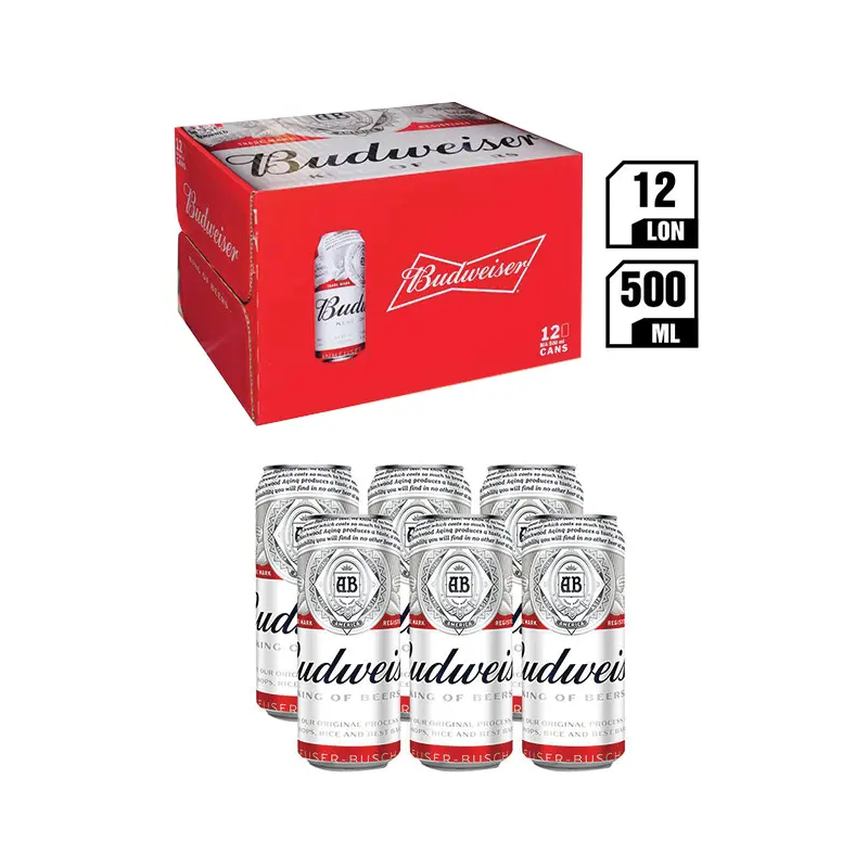 Bia Budweiser lon 500ml x 12