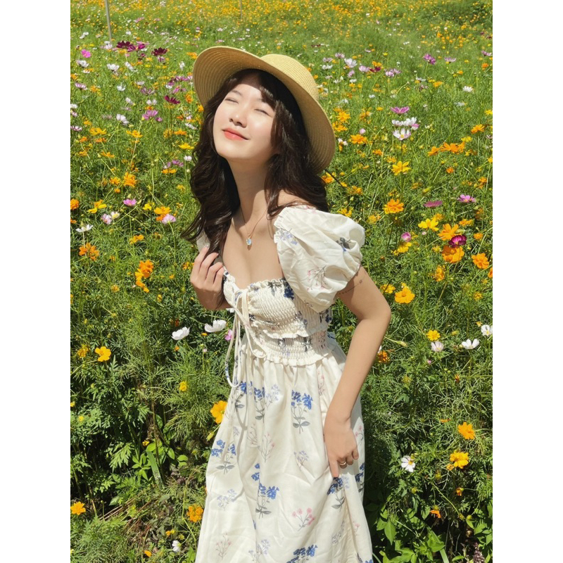 Sarah Dress - Đầm hoa tay bồng