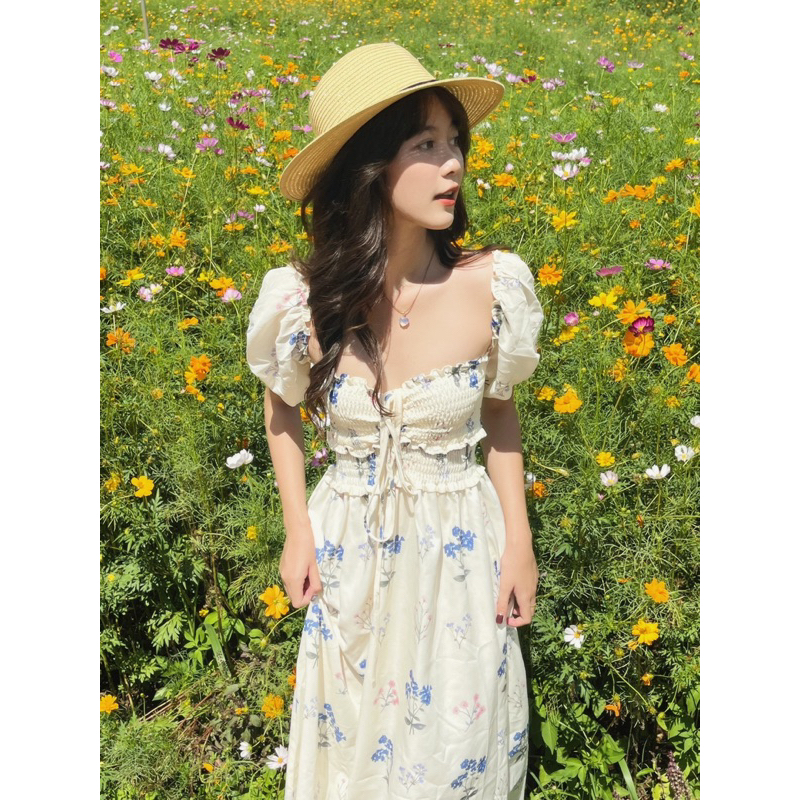 Sarah Dress - Đầm hoa tay bồng