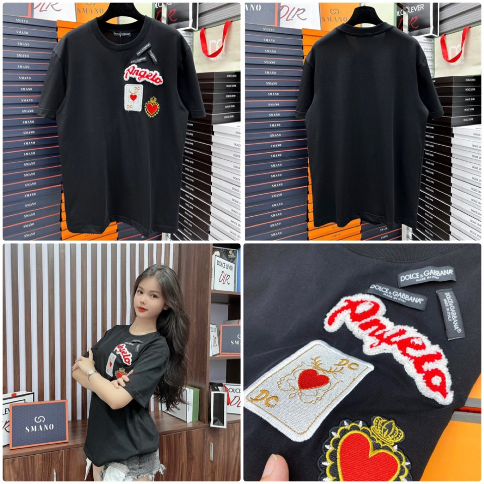 Áo Phông Nam Dolce Thêu Chữ Hàng Cao Cấp - Áo Thun Nam Dolce Logo Trái Tim Siêu Đẹp