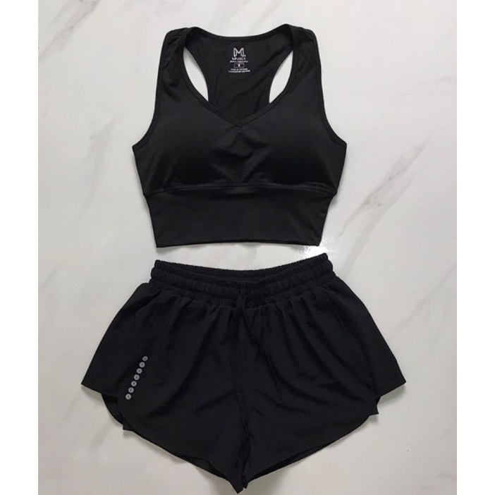 Bộ Bra/Croptop & Quần Đùi 2 Lớp Cao Cấp, Bộ Tập Gym Yoga Erobic Nữ,Vải Dày Dặn, Thấm Hút Mồ Hôi Tốt,Co Giãn