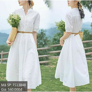 Đầm thêu ren hoa dáng xòe