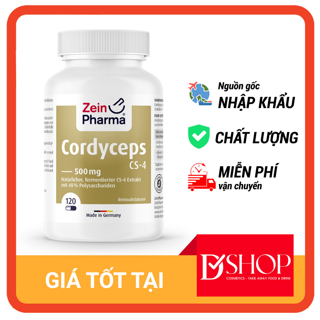 Đông Trùng Hạ Thảo Zein Pharma Cordyceps CS-4 500mg (Hộp 120v)