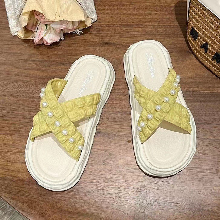 Dép nữ quai chéo đính hạt  màu patsel siêu đẹp , Dép nữ bánh bèo 2023