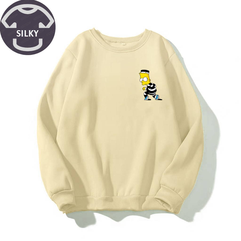 Áo Nỉ Sweater Unisex In SImpson Nhỏ Ngực Trái Form Rộng Nam Nữ SLK169