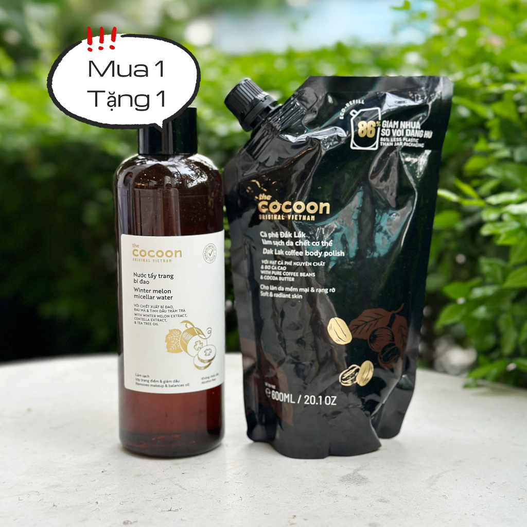 nước tẩy trang bí đao + tẩy da chết body Cocoon