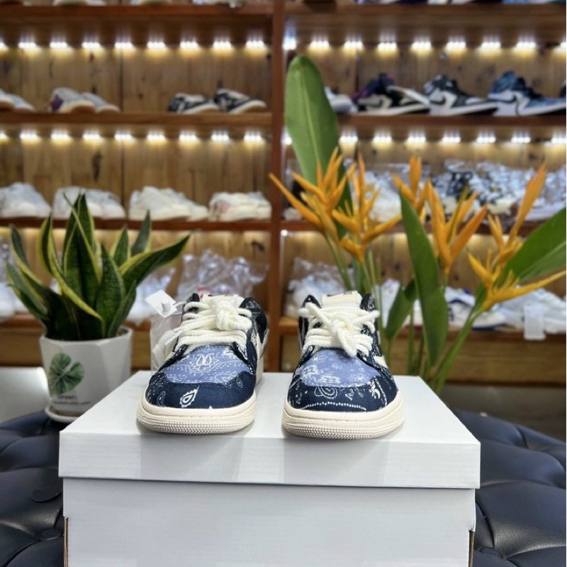 Giày Thể Thao Sneaker SB Dunk Low x Travis Thổ Cẩm Xanh Blue Nam Nữ Tặng Tất