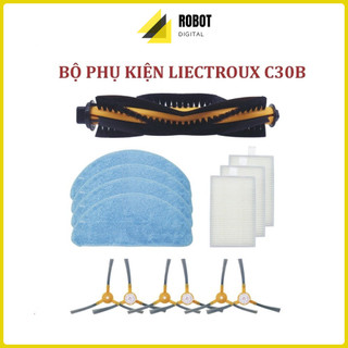 Bộ phụ kiện khăn, giẻ, chổi cạnh, chổi chính, chổi giữa, lọc bụi, Robot hút bụi Liectroux C30B
