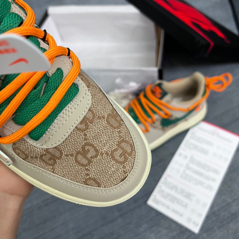 Giày AF1 Low Custom Guci Xám Xanh Lai Au