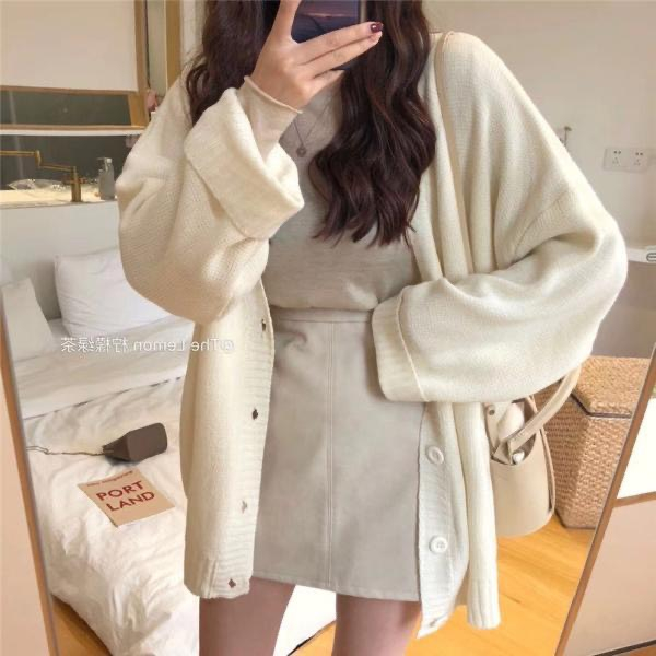 Áo Khoác Len Dệt Kim Trơn Cổ Tim Tay Dài, Áo Khoác Len Cardigan Dáng Rộng Thời Trang Nữ Hàn Quốc | Bé TiClothing | BigBuy360 - bigbuy360.vn