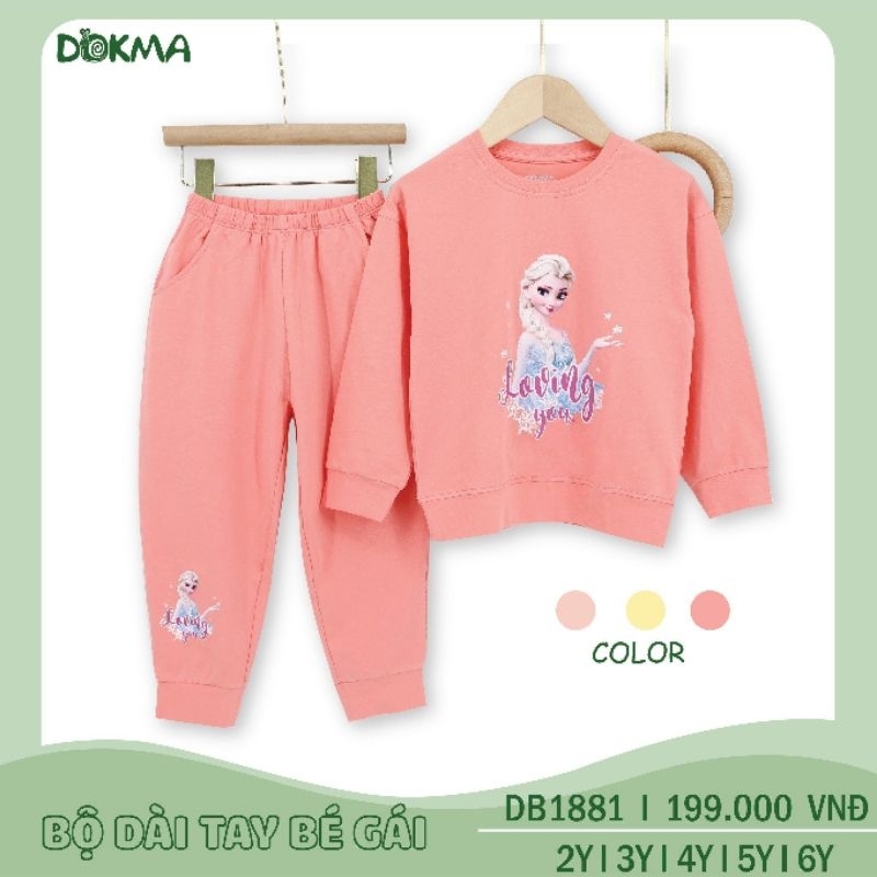 Bộ cổ tròn bé gái Dokma 2-6Y mã DB1881