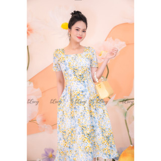 Đầm xoè Mochi 3499 Lụa hoa nhí duyên dáng giá tốt váy Lucy
