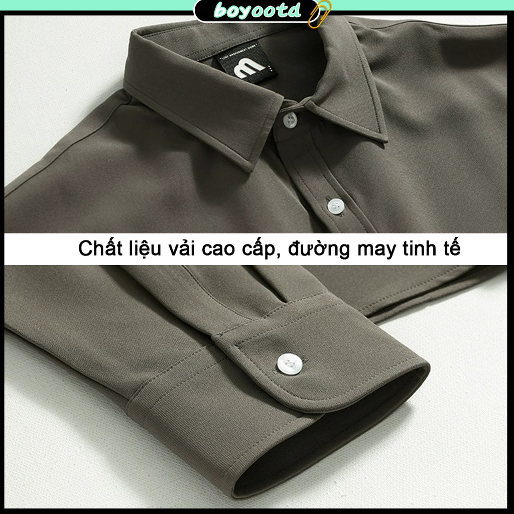 Áo sơ mi dài tay nam form rộng Áo sơ mi nam xám ÁO khoác màu trơn đơn giản thời trang theo phong cách hàn quốc