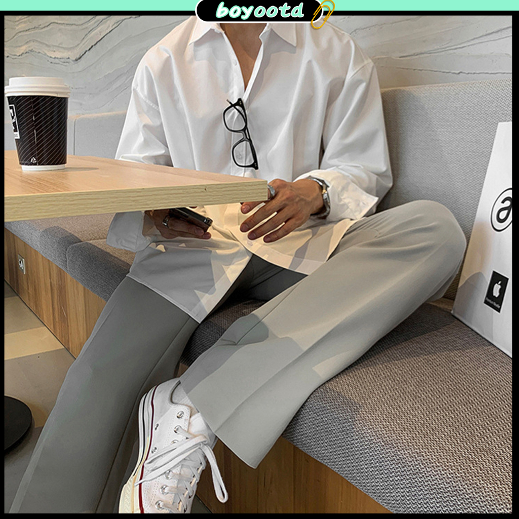 Áo sơ mi dài tay nam form rộng Áo sơ mi nam xám ÁO khoác màu trơn đơn giản thời trang theo phong cách hàn quốc