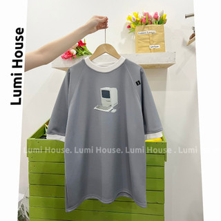 Áo Phông phối cổ trắng chì Computer H12 Lumihouse