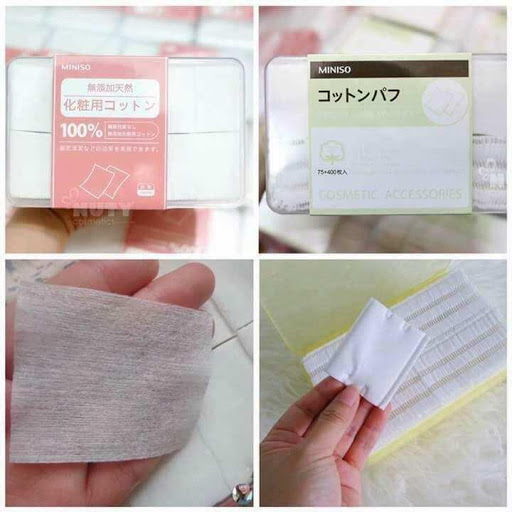 Bông Tẩy Trang Miniso,Bông Tẩy Trang 1000 Miếng,Bông Tẩy Trang Nhật Chính Hãng Hộp 475 - 1000 Miếng Đắp Tonner,Tẩy Trang