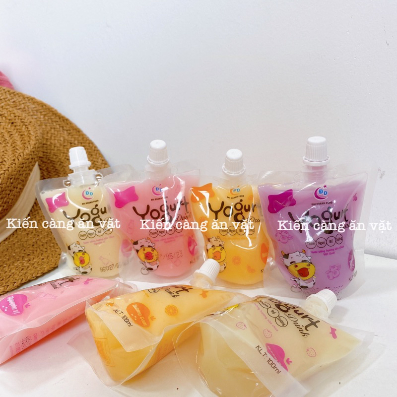 Nước uống sữa chua yogut trái cây cam, dâu, việt quất, nguyên vị (túi 100ml)