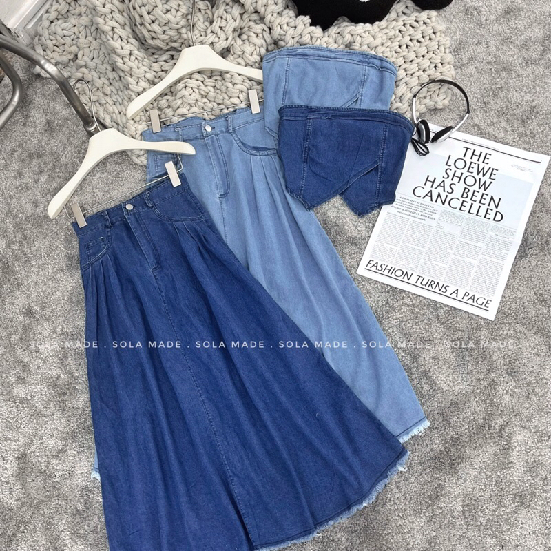 Set áo cup chân váy dài