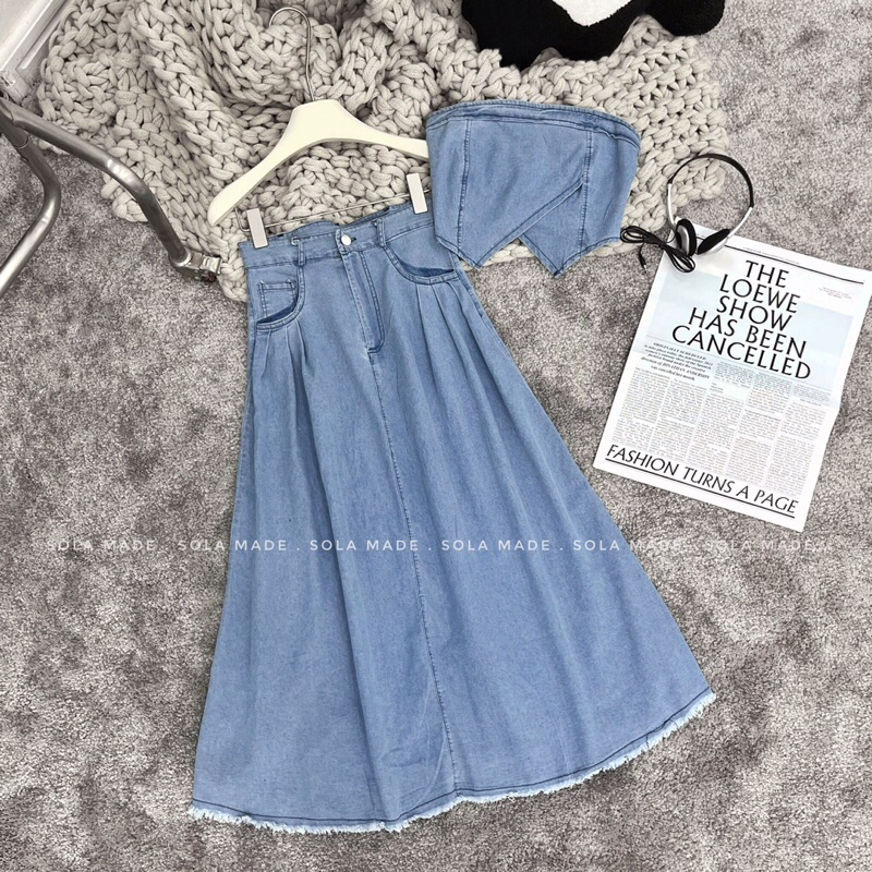 Set áo cup chân váy dài