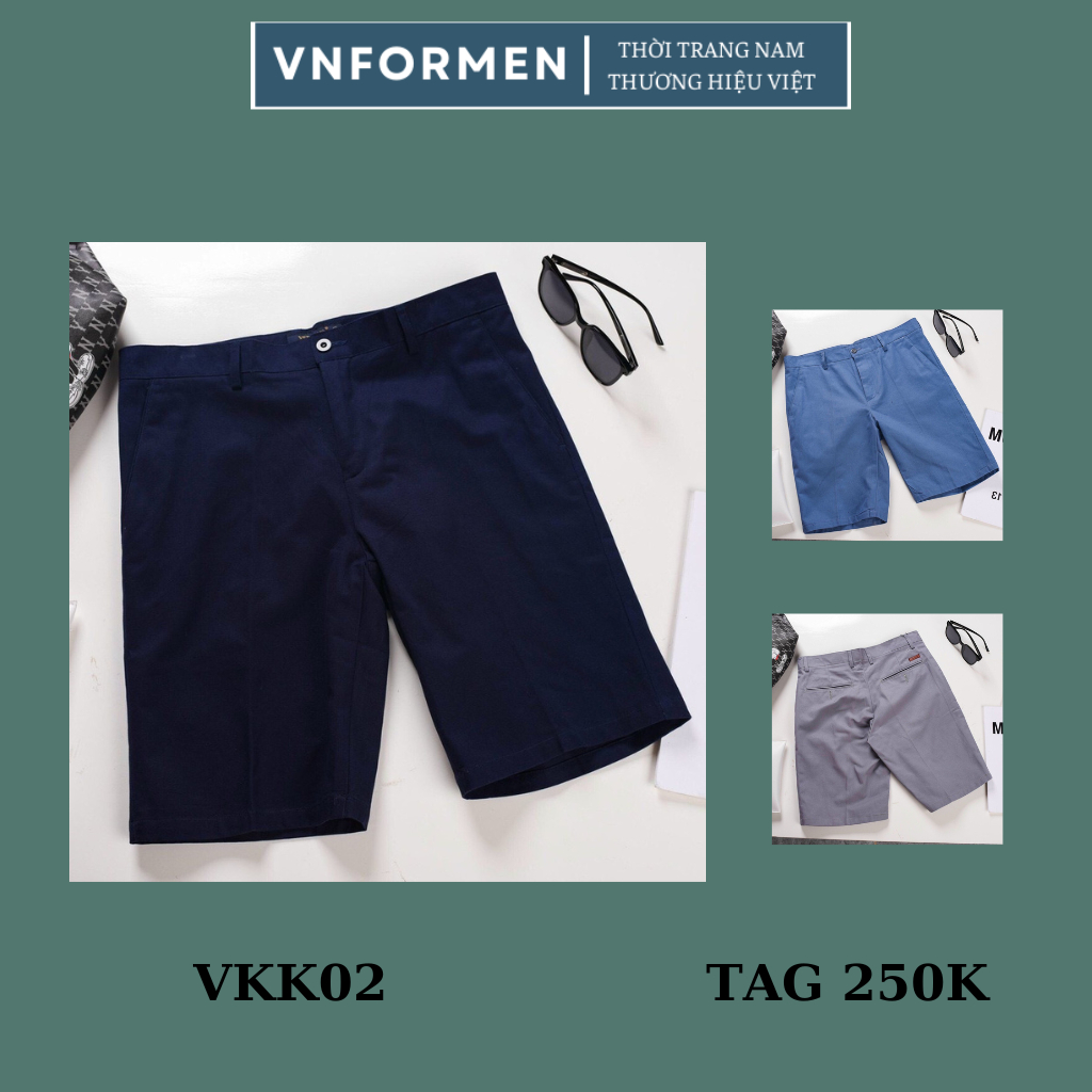 Quần short nam kaki Việt Nam xuất khẩu 5 màu trẻ trung , chất cotton mềm mát , thấm hút VKK02