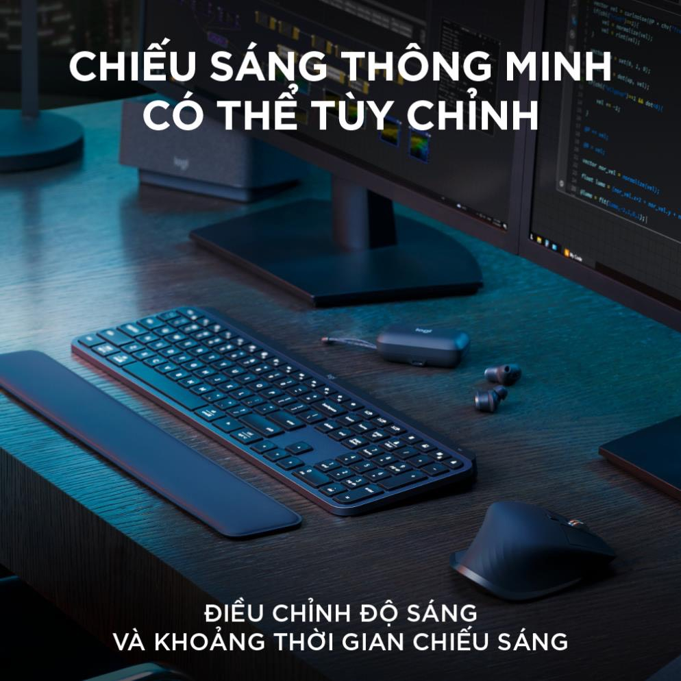 Bàn phím không dây Logitech MX Keys S - Low Profile yên tĩnh, Đèn nền, Bluetooth, Sạc USB-C - Bảo Hành Chính Hãng
