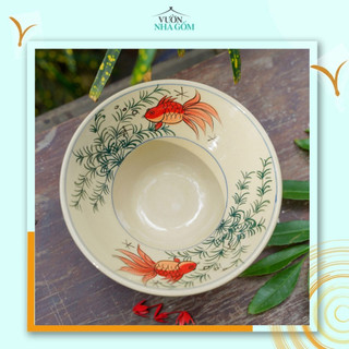 Chén chiết yêu vẽ tay thủ công, vẽ hoạ tiết con vật, Chén chiết yêu hoạ tiết hiện đại - Vườn Nhà Gốm