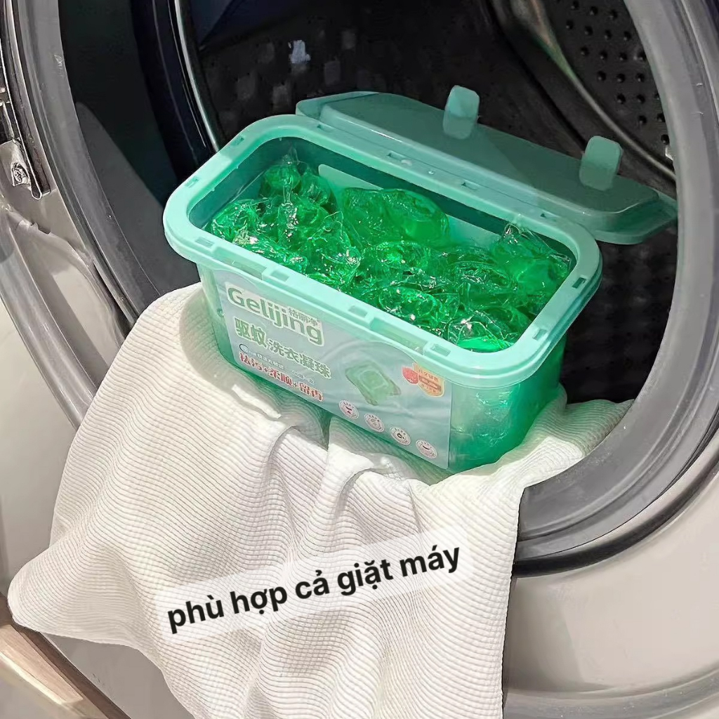 Hộp 100 Viên nước giặt quần áo GELIJING mix 3 màu, nước giặt xả lưu hương