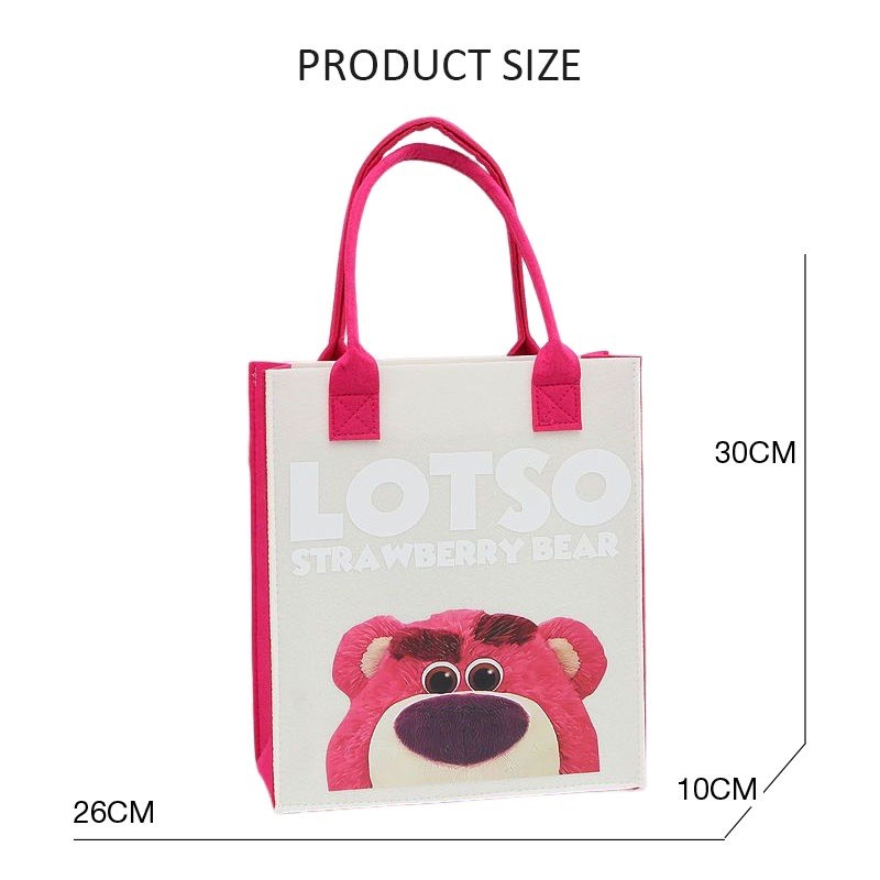 Túi Tote Đeo Vai Vải Nỉ In Hoạt Hình Gấu  Dễ Thương Đa Năng Phong Cách Hàn Quốc Cho Nữ - túi xách gấu dâu