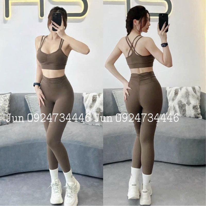 Set lulu nhún dây đôi chéo lưng tập gym yoga