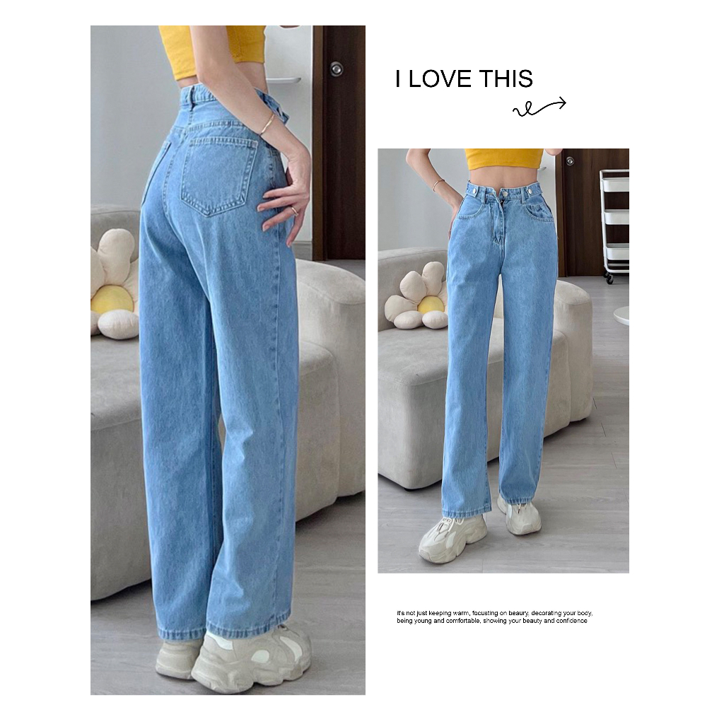 Quần jeans ống rộng Guguno nữ (quần jeans nữ, quần jean nữ, quần rin nữ, quần bò nữ)