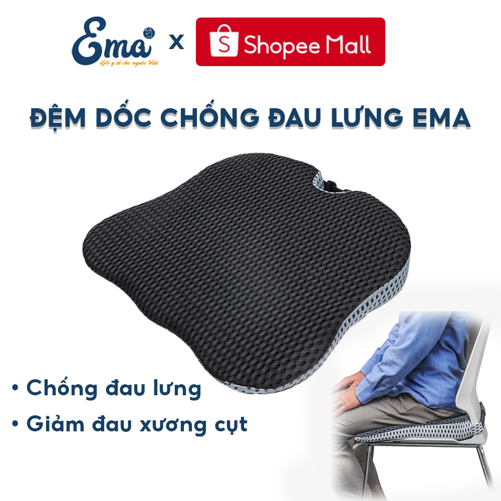 Đệm lót ghế chống đau lưng EMA - Tạo tư thế ngồi chuẩn, chống đau lưng Dành cho Văn phòng, học sinh, lái xe