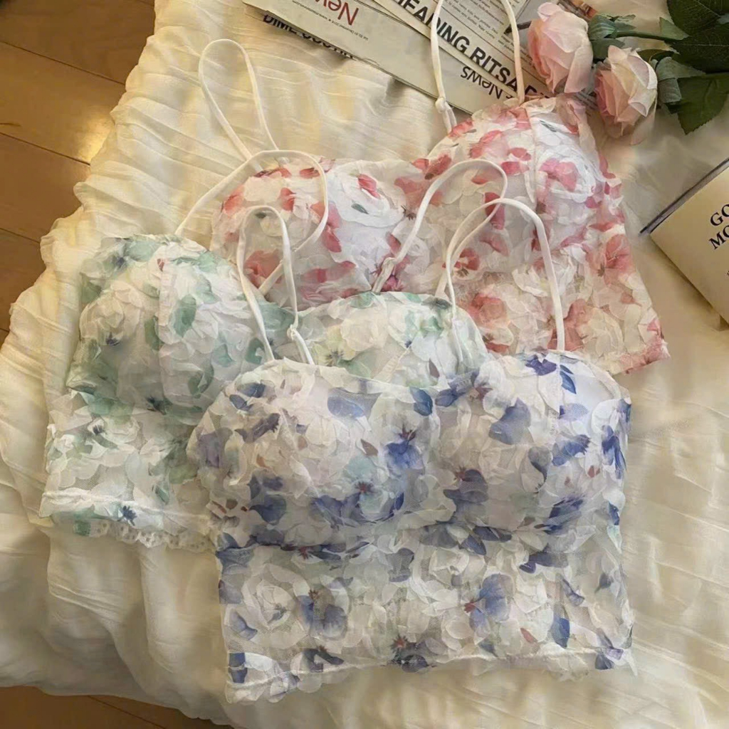 Áo Croptop Bra Ren Cánh Hoa Mềm Mại 3D 7697