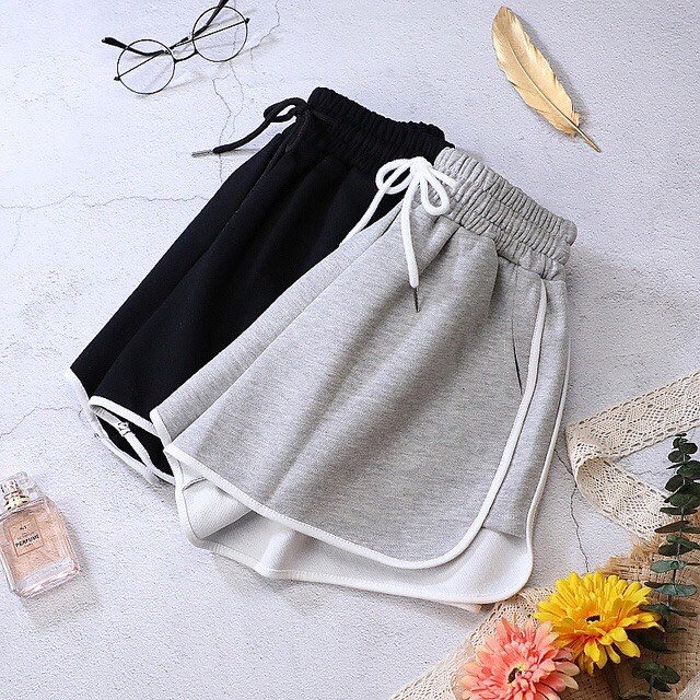 Quần đùi nữ, quần ống rộng mặc nhà, quần short thể thao kẻ viền chất da cá xịn mã SQ207 HMStyle