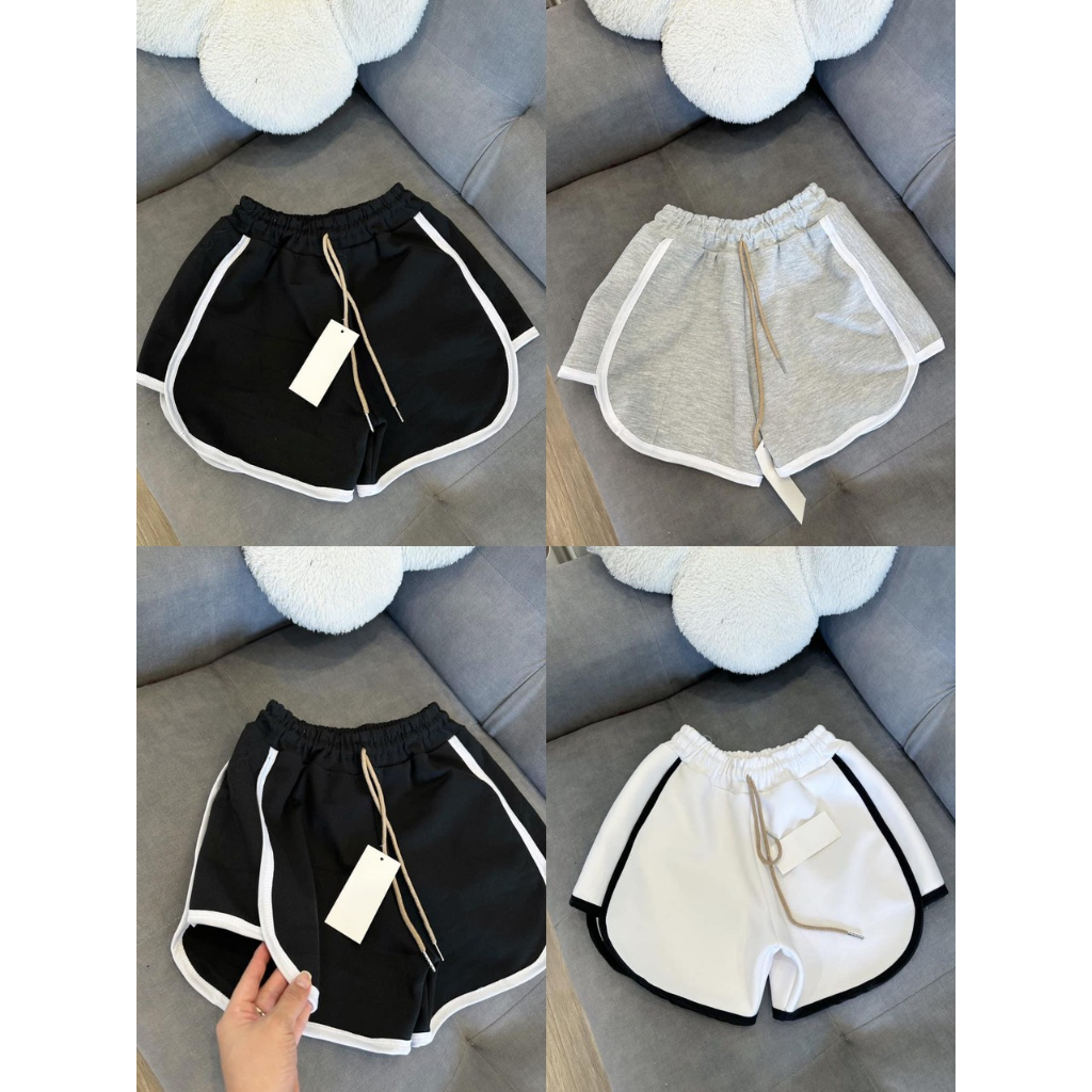 Quần đùi nữ, quần ống rộng mặc nhà, quần short thể thao kẻ viền chất da cá xịn mã SQ207 HMStyle