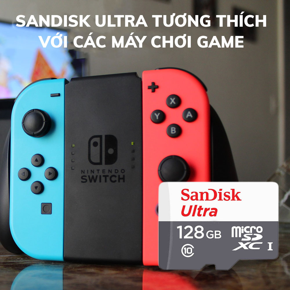 Thẻ nhớ 256gb SanDisk Ultra, tốc độ cao, chuẩn Micro SD cho camera, điện thoại, nintendo switch, BH 5 năm