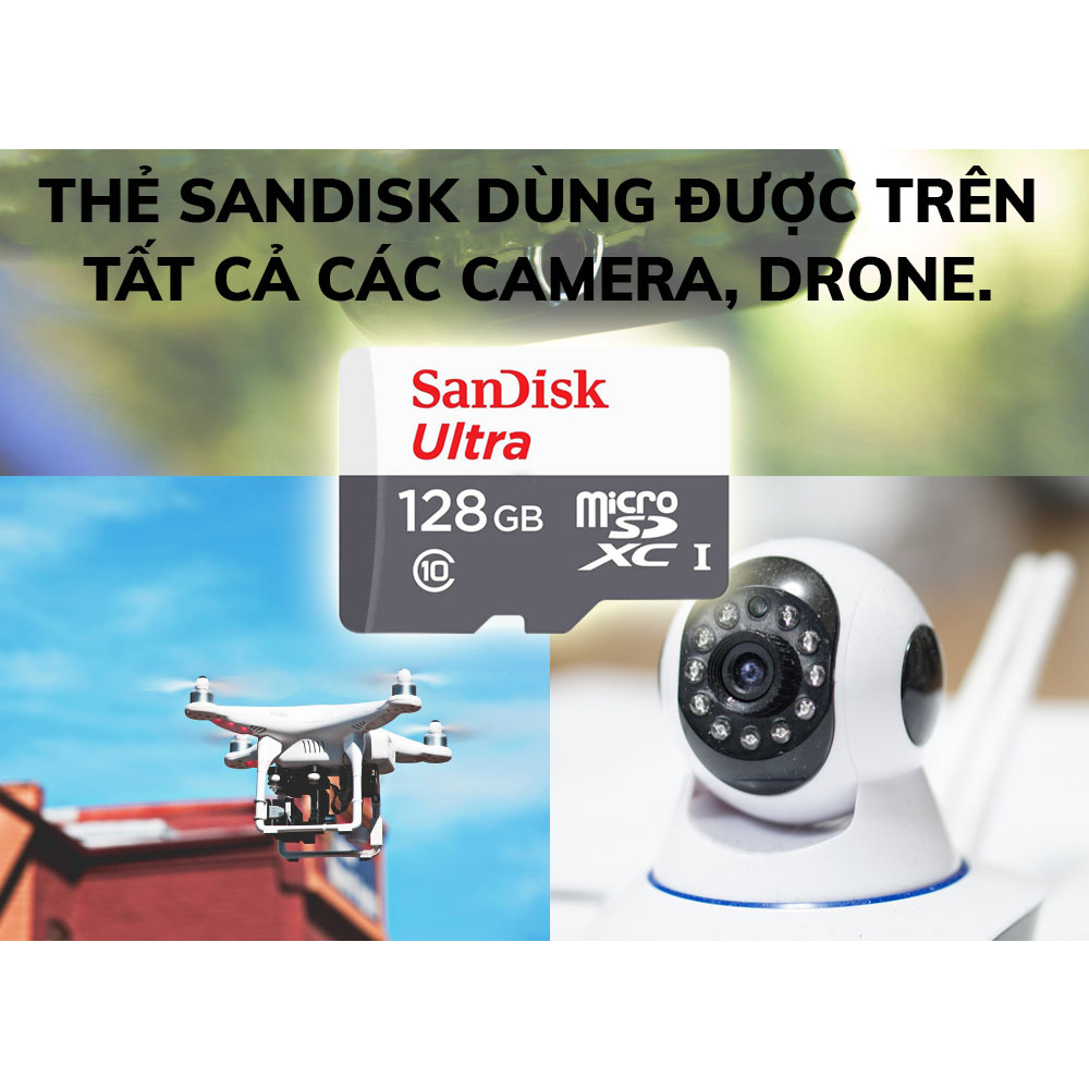 Thẻ nhớ 256gb SanDisk Ultra, tốc độ cao, chuẩn Micro SD cho camera, điện thoại, nintendo switch, BH 5 năm