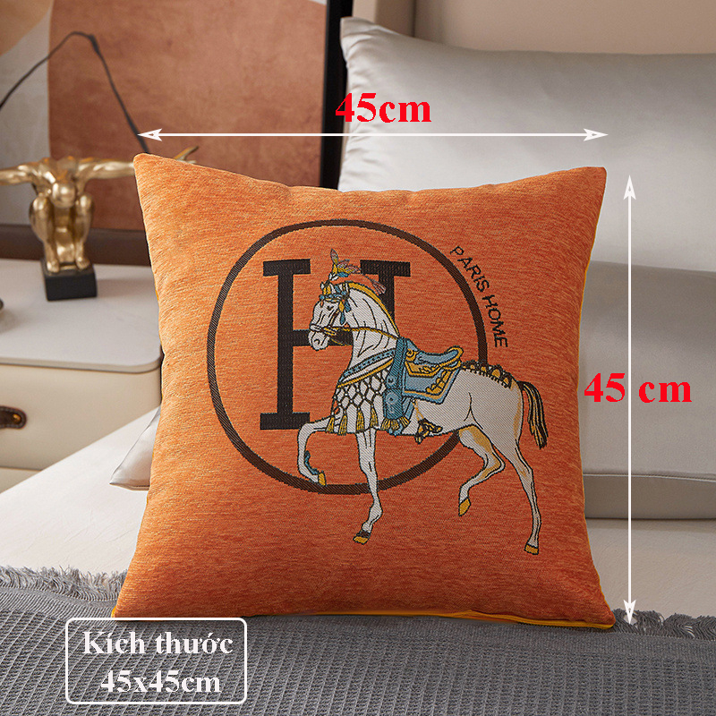 Vỏ gối ôm kéo khóa phong cách bắc âu lịch lãm bề mặt thêu tỷ mỉ, kích thước 45x45cm
