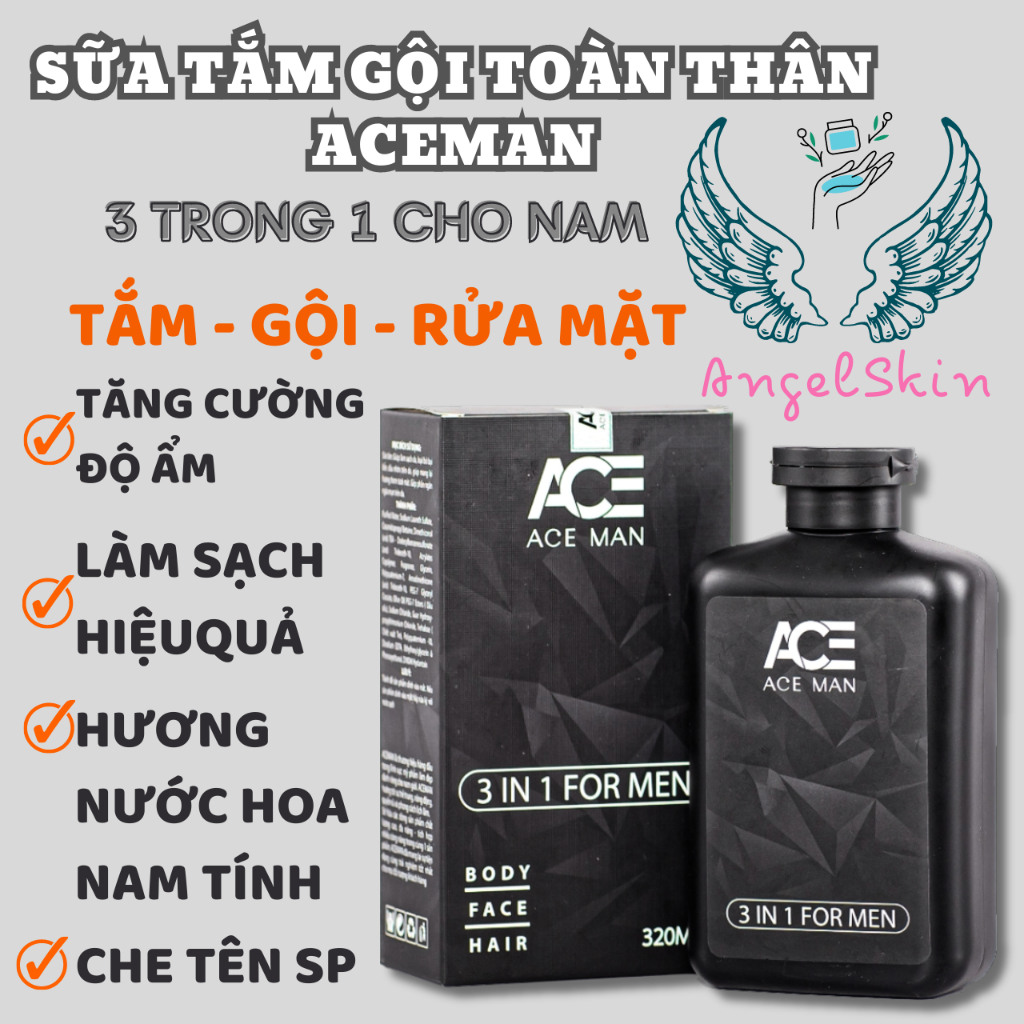 Sữa tắm gội toàn thân 3 in 1 ACEMAN 320 ML hương nước hoa cho nam giới | ANGELSKIN