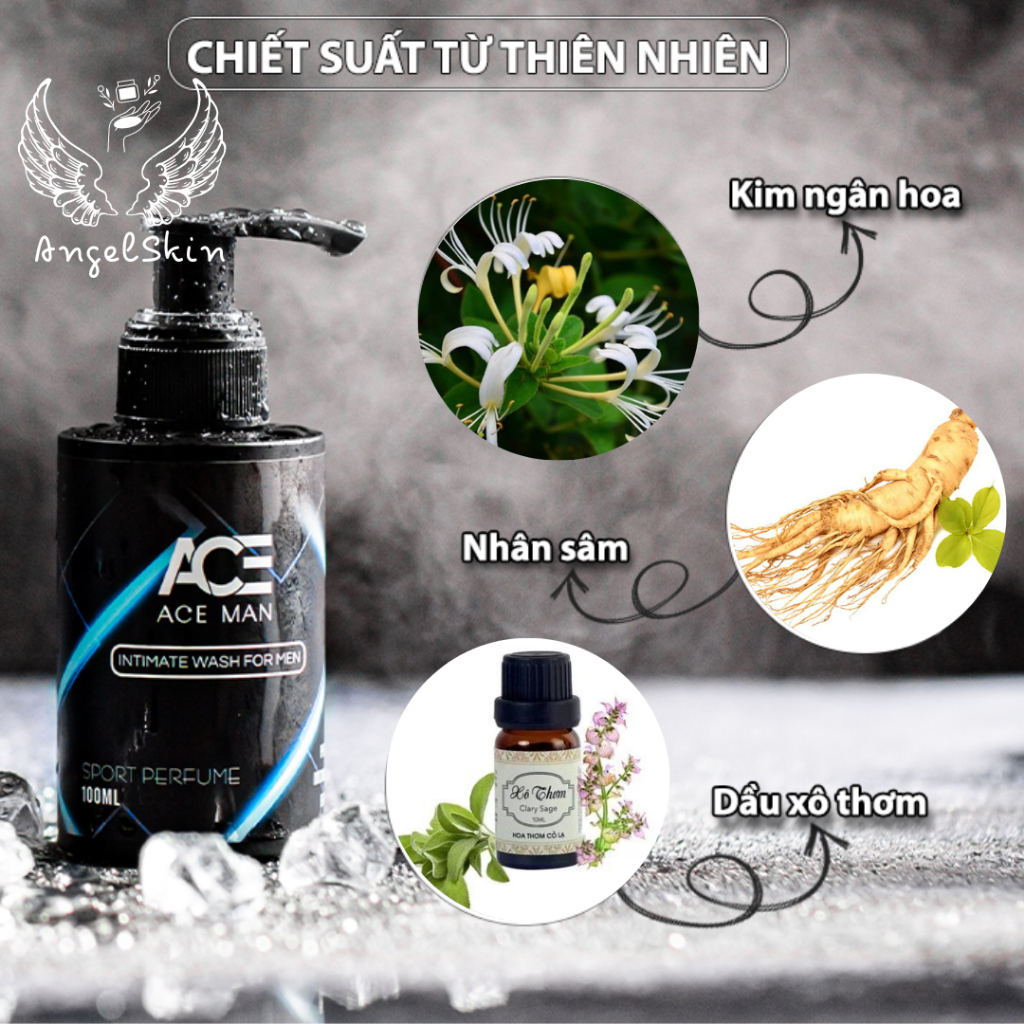 Dung dịch vệ sinh nam ACEMAN Hương Nước Hoa, Giúp Làm Sạch Nhẹ Nhàng, Khử Mùi, Ngăn Ngừa Nấm Ngứa Lọ 100ml | ANGELSKIN