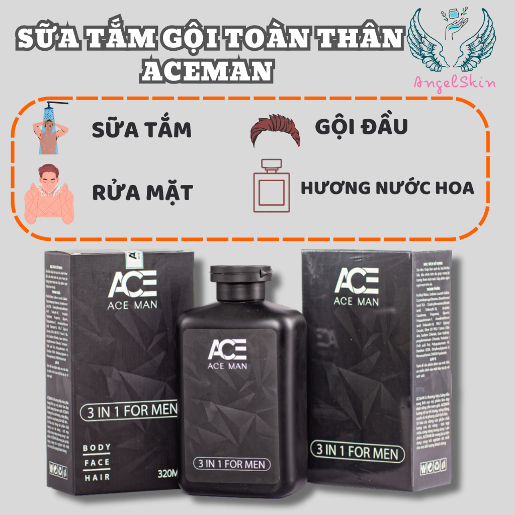 Sữa tắm gội toàn thân 3 in 1 ACEMAN 320 ML hương nước hoa cho nam giới | ANGELSKIN