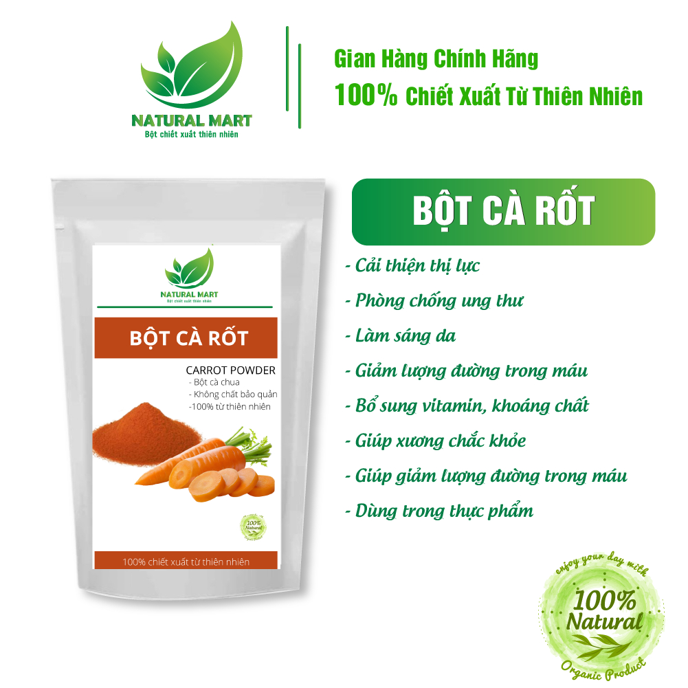 BỘT CÀ RỐT nguyên chất NATURAL MART - BỘT CHIẾT XUẤT 100% TỪ THIÊN NHIÊN