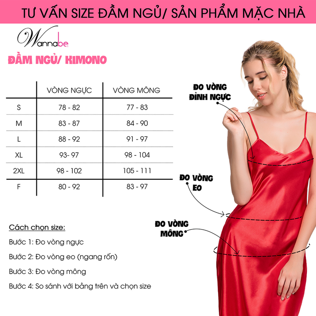 Đầm ngủ phi lụa WANNABE DNS09 váy ngủ nhúng bèo 2 dây vai áo, lai đầm mang lại vẻ dễ thương trong sáng cho người mặc