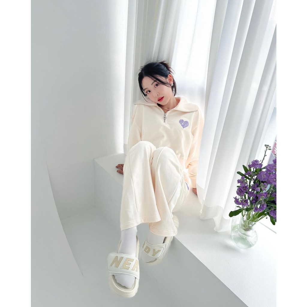 Dép Nerdy quai ngang đế cao, dép quai Thêu nam nữ Nerdy - Covernat C độn đế full box